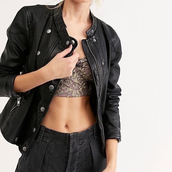 Free people vegan leather jacket - Picture 1 of 3